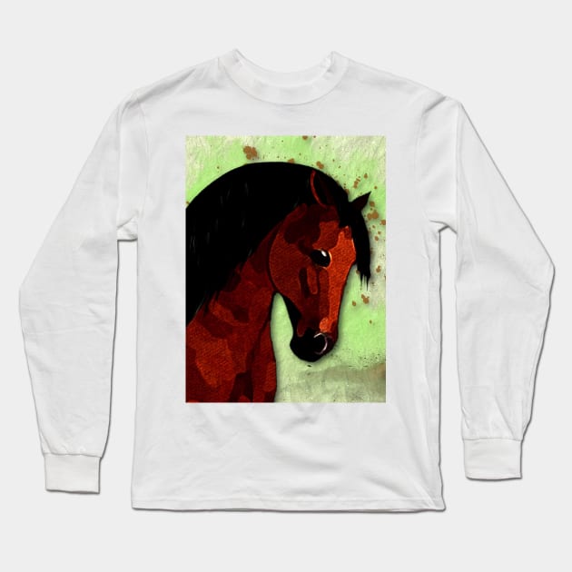Horse Lovers Bay Horse Long Sleeve T-Shirt by KC Morcom aka KCM Gems n Bling aka KCM Inspirations